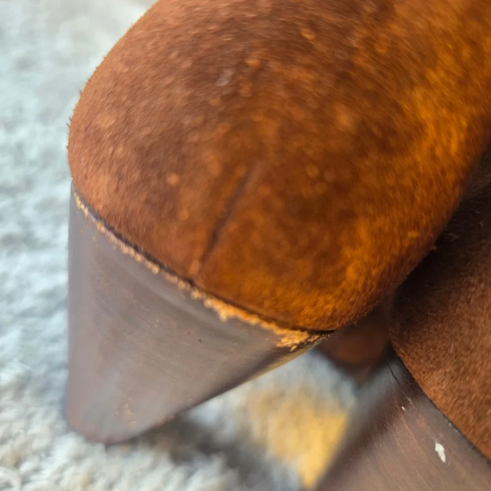 Frye Madeline Short Womens Size 6 Cognac Suede‎ Leather Western High Heel Boot